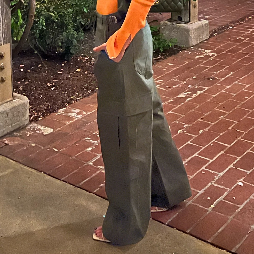 Multi-pocket olive cargo pants - Picture 3 of 5